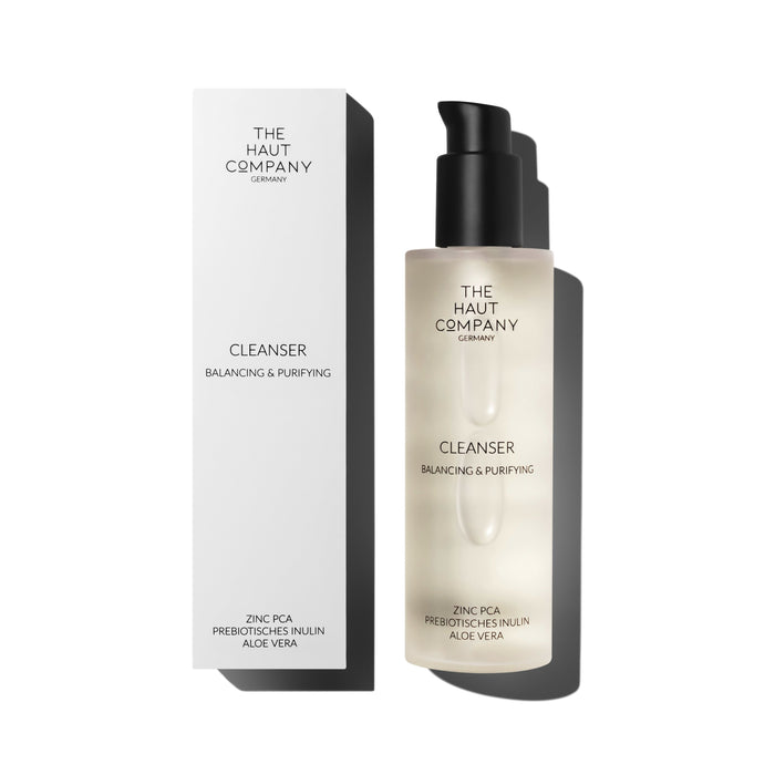 Milder Cleanser von The Haut Company mit präbiotischem Inulin und Zink-PCA für sanfte Hautreinigung und Balance.